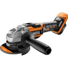 AEG 18 V PRO18V akumulatora leņķa slīpmašīna BEWS18-125BL-0 (diska diametrs 125 mm, tukšgaitas apgriezienu skaits 0-11 000 min-1, bloķēšanas slēdzis, M14 Fixtec ātrās noņemšanas uzgrieznis, bez akumulatora un lādētāja iepakojumā)