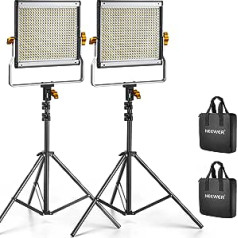 Neewer LED video gaismas apgaismojuma komplekts: Divu krāsu LED paneļi 3200-5600K CRI 96+ 2 m gaismas statīvs un softboksa difuzors fotostudijai, portretu studijai, YouTube video filmēšanai.