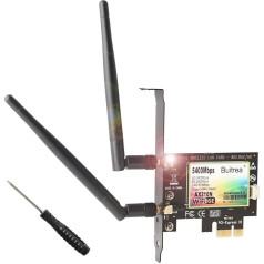 WiFi 6E PCIE WLAN karte ar Bluetooth 5.3, Intel AX210 WiFi 6E, līdz 5400 Mbit/s trīsjoslu (6G/5G/2.4G) WLAN tīkla kartes adapteris Windows 11/10 (64bit)