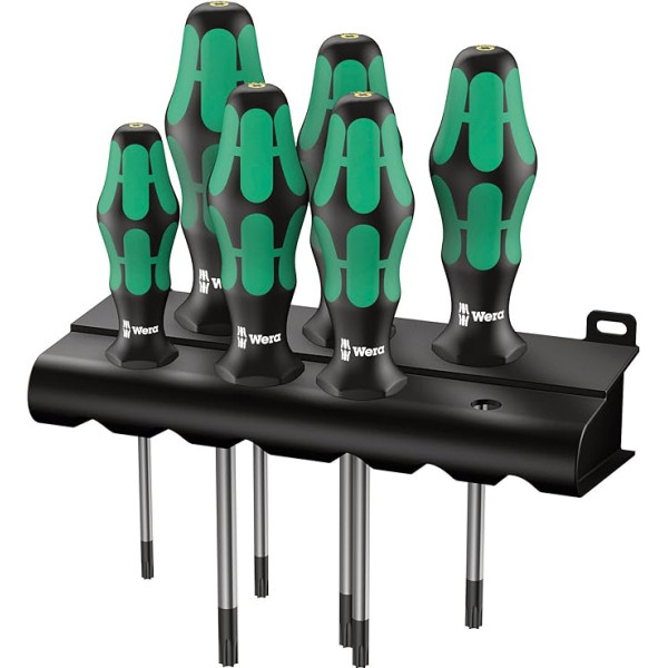 Wera 05028059001 Kraftform Plus 367/6 TORX HF (turēšanas funkciju) skrūvgriežu komplekts, TX10 līdz 40, 6 gab.