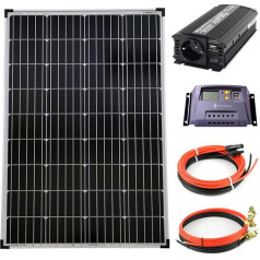 Solartronics komplekts 1 x 100 W 12 V 1000 mm sprieguma pārveidotājs 600 W 10 A lādēšanas kontrolieris Dzeltena salu sistēma