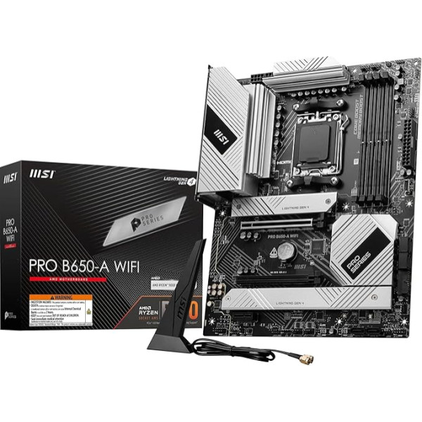 MSI PRO B650-A WIFI pamatplate, ATX - Atbalsta AMD Ryzen 9000, 8000 un 7000 sērijas procesorus, AM5 - DDR5 Memory Boost 7600+MHz/OC, 2 x PCIe 4.0 x16, 3 x M.2 Gen4, Wi-Fi 6E