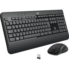 Logitech MK540 Advanced Wireless tastatūras peles komplekts, 2,4 GHz bezvadu savienojums, izmantojot USB Unifying uztvērēju, 3 gadu akumulatora darbības laiks, Windows un ChromeOS PC/ klēpjdators, vācu QWERTY izkārtojums