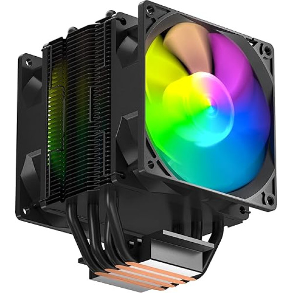 upHere 4 Heatpipe Black CPU dzesētāji, vienstāva ar diviem 92 mm 5 V ARGB un PWM ventilatoriem Intel un AMD ligzdām, saderīgi ar LGA1700, A94C