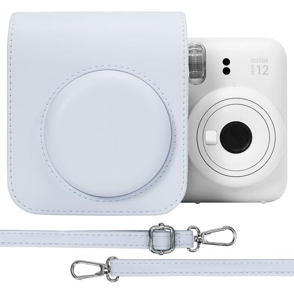 Aenllosi cietais futrālis Fujifilm Instax Mini 12/Mini 11 instant kamerai, tikai somiņa, mālaini balts, somiņa