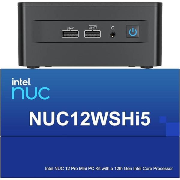 Intel NUC 12 Wall Street Canyon minidators, Core i5-1240P, Barebone, 8K vai 4K, četru ekrānu displejs, Gigabit Ethernet, Wi-Fi 6E (2.4/5/6/GHz), BT 5.3.(NUC12WSHi5)