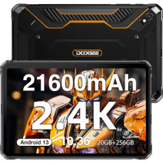 DOOGEE R20 Outdoor Tablet 2.4K, 10,4 collu planšetdators, Helio G99, 20 GB + 256 GB/2 TB, 21600 mAh, izturīgs planšetdators Android 13, 50 MP + 16 MP, 4G LTE Dual SIM, IP68, Dual SIM 4G LTE, GPS, OTG, Orange