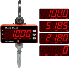 UNbit Digitale Kranwaage, Digitale Hakenwaage, 1000 kg, 2000 Pfund, schwere Industriewaage, Kranwaage, Stahlwaage, LCD-Display