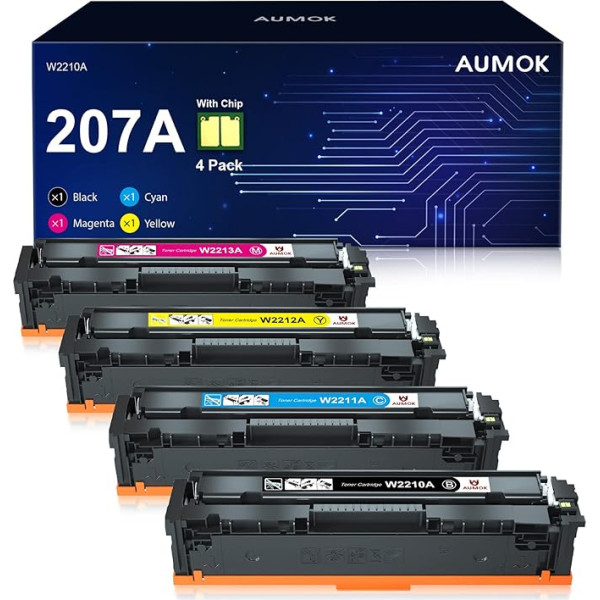 AUMOK (MIT CHIP 207A tonera kasetne, kas saderīga ar HP 207A 207X Color Laserjet Pro MFP M283fdw MFP M282nw MFP M283fdn M255dw M255nw toneru 207A W2210A W2211A W2212A W2213A 207X WW) 2210X 4 iepakojums