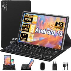 ZIOVO 2023 2K planšetdators, 11 collu skārienjūtīgais ekrāns, Android, 13 PC, 16GB RAM + 256GB ROM/TF 1TB, procesors 8 kodi, 2.0GHz, 2000 x 1200 pikseļi, 8600mAh, WiFi 5G, 5+13+2MP, BT 5.0, GPS Planšetdators 2-in-1 -