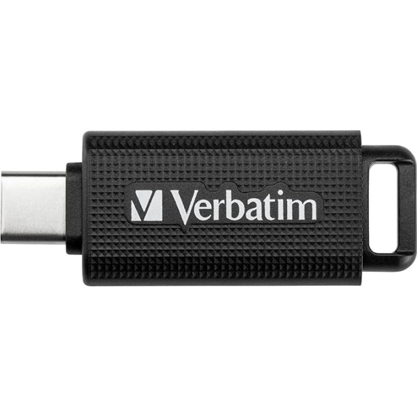 Verbatim Store 'n' Go USB-C zibatmiņas karte Compact Memory Stick ar 128 GB datu glabāšanas ietilpību Pārnēsājamā USB zibatmiņa melnā krāsā, kas ideāli piemērota mobilajam tālrunim, klēpjdatoram, datoram un piezīmjdatoram