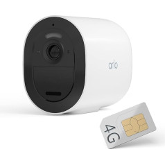 Arlo Go 2 Āra novērošanas kamera ar SIM karti, bezvadu, 3G/4G LTE bez Wi-Fi, izturīga pret laikapstākļiem, prožektors, trauksmes sirēna, nakts redzamība, divvirzienu audio, kustības sensors, akumulators, bezmaksas mākoņkrātuve