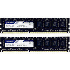 Timetec 16GB komplekts (2x8GB) DDR3 1333MHz PC3-10600 Non-ECC 1.5V CL9 2Rx8 Dual Rank 240 Pin UDIMM datoriem DDR3 1333MHz PC3-10600 bez buferizācijas 1.5V CL9 Dual Rank 240 Pin UDIMM datoriem Operatīvās atmiņas moduļu uzlabošana (16GB KIT (2x8GB))