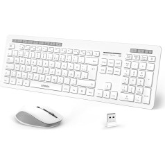 Bezvadu tastatūras un peles komplekts, 2,4 GHz bezvadu tastatūra ar peli un USB uztvērēju, QWERTZ izkārtojums, 14 multivides saīsnes Windows, klēpjdatoram, datoram, galddatoram, balts