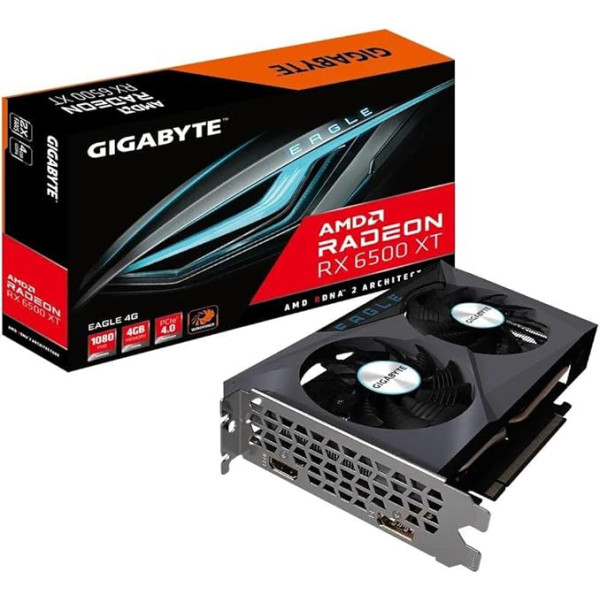 Gigabyte GV-R65XTEAGLE-4GD AMD 4GB Radeon RX 6500 XT GDDR6 PCI-E 4.0 HDMI prievadų kiekis 1 Atminties taktinis dažnis 18000 MHz