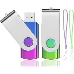 USB zibatmiņas 128 GB iepakojumā 2 ABLAZE krāsu gradienta Memory Stick Rotate Metal Krāsains Memory Stick ātrgaitas USB 2.0 zibatmiņas disks