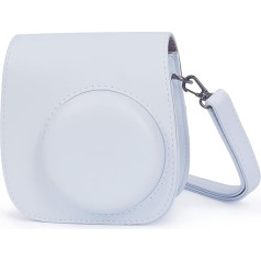 Leebotree Instant Camera Case Compatible with Instax Mini 12 / Mini 11 Instant Camera Made of Soft Faux Leather with Shoulder Strap and Bag (Clay White)