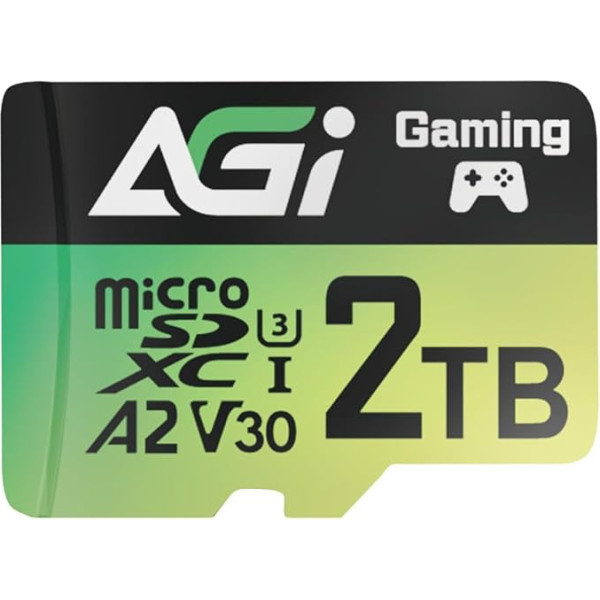 AGI TF138 2TB microSD karte ar adapteri un microSDXC, A2, U3, V30, nolasīšanas ātrums līdz 170MB/s dronam/kamera/kamera/telefons/komutators/personālais dators/tablets