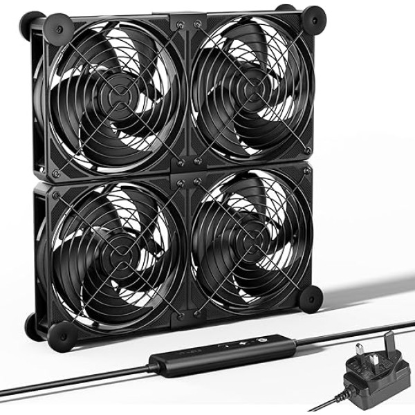 upHere 4 x 120mm jaudīgs datora ventilators DC 12V dzesēšanas ventilators Dual Ball Bearing AC kontaktdakša 220V 240V ātruma regulēšana 5 regulējams datora skapim Serveru telpa Modemi