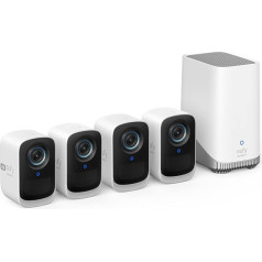 eufy Security eufyCam S300 3C,4K kabeļkameru komplekts 2+1(Generalüberholt) eufy Security eufyCam S300 3C,4K kabellose Überwachungskamera mit Gesichtserkennung und K.I, Überwachungskamera Set 2+1(Generalüberholt)