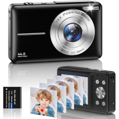 ZZ06 Digitālā kamera Kompaktā kamera 44MP 1080P HD kamera 2,4 collu LCD displejs 16X digitālā tālummaiņa Uzlādējama digitālā kamera bērniem, pusaudžiem, iesācējiem, zēniem un meitenēm