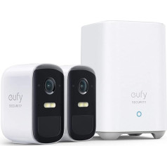 eufy Security eufyCam 2C Pro, Kabellose Überwachungskamera, Sicherheitssystem 180 Tage Akkuleistung, HomeKit Kompatibilität, 2K attēls, IP67 Wasserschutzklasse, 2 kameru komplekts (vispārīgi lietojams)