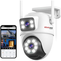 6MP Dual Lens novērošanas kamera Āra WiFi novērošanas kamera Āra bezvadu IP66 Āra drošības kamera Āra automātiskā izsekošana Nakts redzamība 24/7 Āra kamera SD/Cloud