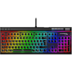 HyperX Alloy Elite 2 - mehāniskā spēļu tastatūra, programmatūras kontrolēts apgaismojums un makroregulācija, ABS Pudinga taustiņu vāciņi, multivides vadība, RGB fona apgaismojums. Lineārais slēdzis, HyperX sarkanais