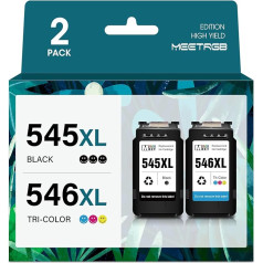 MeetRGB Rezerves kopijas priekš Canon printeru kasetnes 545 546 XL PG 545 CLI 546 Multipack priekš Pixma TS3150 TR4550 MX495 MG2550S MG2450 MG2550 MG2950 MG2550 TS3151 MX490 MG2550 0000 00555s melnā krāsā