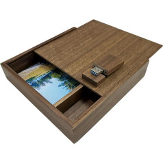 UFARID Walnut Wood Photo Album Box USB Stick 16GB 32GB 64GB Pendrive Photography Wedding Memory USB 3.0 Memory Stick Adjustable USB 3.0 Flash Drive External Memory (64GB, Walnut Wood)