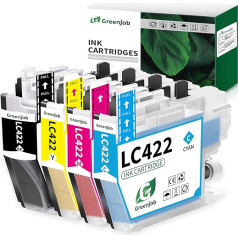 Greenjob LC422 kasetņu komplekts, kas ir saderīgs ar Brother LC-422 LC-422 LC-422XL LC-422XLVAL Multipack priekš Brother MFC-J5340DW MFC-J5345DW MFC-J5740DW MFC-J6540DW MFC-J6940DW (Iepakojumā ietilpst