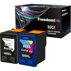 FreedomInk 21XL 22XL printeru kasetnes saderīgas ar HP 21 22 XL tintes kasetnēm, kas paredzētas HP PSC 1410, Officejet 4315, Deskjet 3940 D1530 D2360 D2460 F380 F2180 F2224 F4180 (1 melna, 1 krāsaina)