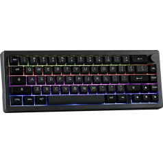 EPOMAKER EK68 65% NKRO mehāniskā tastatūra, karsti maināma trīs režīmu spēļu tastatūra ar 3000 mAh akumulatoru, RGB apgaismojumu birojam/mājām/Win/Mac (melns sudrabs, flamingo slēdzis)