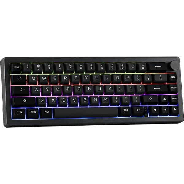 EPOMAKER EK68 65% NKRO mehāniskā tastatūra, karsti maināma trīs režīmu spēļu tastatūra ar 3000 mAh akumulatoru, RGB apgaismojumu birojam/mājām/Win/Mac (melns sudrabs, flamingo slēdzis)