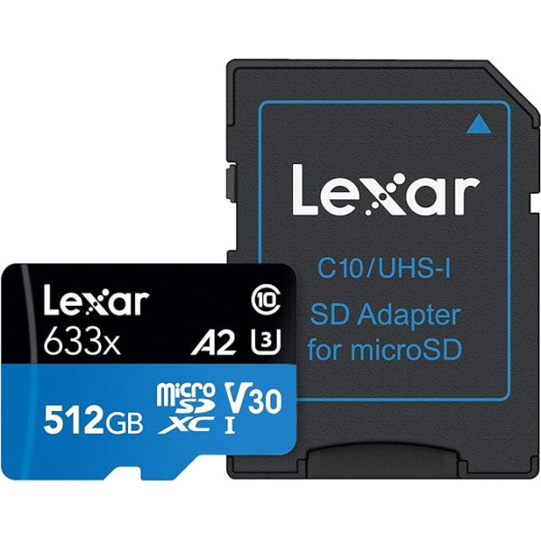 Lexar SDMI64GCE633AAMZN augstas veiktspējas 633x 64GB microSDHC / microSDXC UHS-I kartes videi draudzīgā iepakojumā