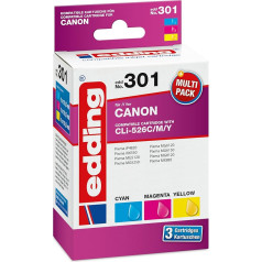 EDD-301 Druckerpatrone EDD-301 - Multipack 3 - Cyan, Magenta, Gelb - 3x 10,5 ml - Reichweite 3x 660 Seiten - Ersetzt Canon CLI-526C/M/Y