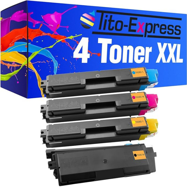 Tito-Express PlatinumSerie 4 lāzera toneris XXL saderīgs ar Kyocera TK-580 ECOSYS P6021 CDN FS-C5150 DN | Melns 5000 lappuses