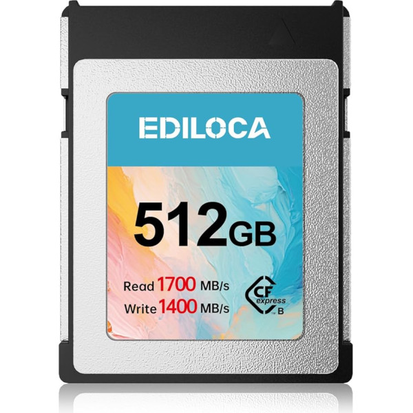 Ediloca EF5 512GB CFexpress B tipa atmiņas karte (1700MB/s nolasīšanai, 1400MB/s ierakstīšanai), 8K RAW CF karte, saderīga ar DSLR/XQD kameru, atmiņas karte profesionāliem fotogrāfiem un videogrāfiem