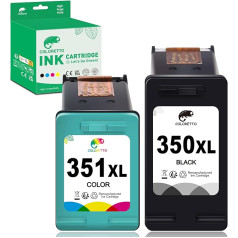 COLORETTO 350XL 351XL tintes kasetne HP 350XL 351XL printerim Deskjet D4260 Officejet J5780 J6410 Photosmart C5180 C4280 atjaunota kasetne (1 melna, 1 krāsaina)