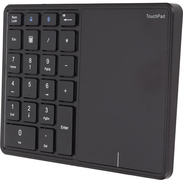 Zunate ciparu tastatūra ar skārienpaliktni, Bluetooth un bezvadu 2.4G, 22 taustiņi, 500 mAh TYPE-C uzlādējams ciparvads, Windows, iOS, Android, OS X (melna)