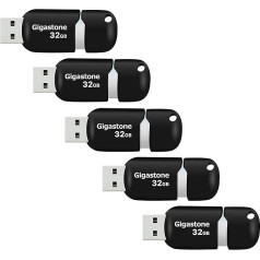 Gigastone V10 32GB 5-Pack USB 2.0 Flash Drive, выдвижные кнопки для MacBook Laptop, Windows Mac Linux Compatible, USB Flash Drive, USB Sticks, цвет - черный