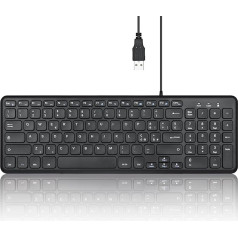 Perixx PERIBOARD-213B Kompakta vadu USB tastatūra ar ciparu tastatūru - klusas zema profila taustiņi - šķērveida slēdzis - multimediju taustiņi - itāļu izkārtojums - melns