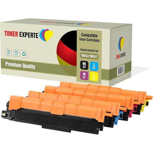 TONER EXPERTE Suderinamas Brother TN-247 TN243 toneris Brother HL-L3210CW Brother HL-L3270CDW Brother MFC-L3730CDN Pakuotė 4 vnt. juoda, žydra, purpurinė, geltona