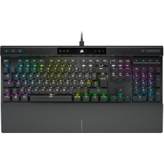 Corsair K70 PRO RGB spēļu tastatūra Opto-Meccanic - Lineārais slēdzis OPX, polikarbonāta taustiņu vāciņš, hiperpollings ar frekvenci 8000 Hz, mīksts magnētiskais roku balsts, IT izkārtojums, QWERTY - melna