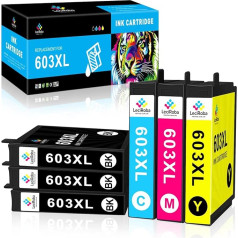 LeciRoba 603xl printeru kasetnes Epson 603 un Epson 603xl multipakete Epson XP 3100 XP 3150 XP 2100 XP 2105 XP 4100 XP 4150 Workforce WF 2810 2820 2850 2870 (3BK+CMY) 6Pack)