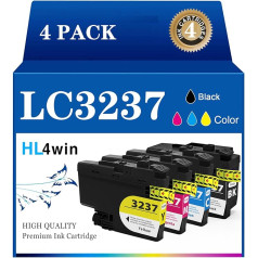 HL4win LC3237 tintes kasetnes saderīgas ar Brother LC3237 LC3237 LC3237XL priekš Brother MFC-J5945DW MFC-J6945DW MFC-J6945DW MFC-J6947DW HL-J6000DW HL-J6100DW kasetnes (melni zilganzaļgani dzeltenā krāsā, 4 iepakojumi)