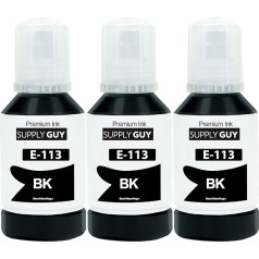 3 x tinte, kas saderīga ar Epson 113 melnā krāsā Ecotank ET-16150 ET-5100 ET-5150 ET-5160 ET-5170 ET-16600 ET-16650 ET-5800 ET-5800 ET-5850 ET-58888 0 L-15 150 ET-15000 ET-5800 (381 ml)