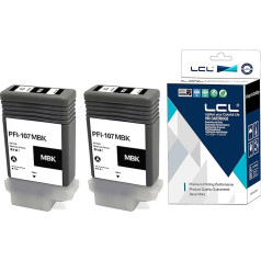 LCL saderīgas tintes kasetnes PFI107 PFI-107 PFI107MBK PFI-107MBK 6705B001 Pigments (2MBK) Saderīgs ar Canon ImagePrograf IPF 670 IPF 670 MFP L 24 670 Series IPF 680 IPF 680 Series IPF 680 Series IPF 680 Series