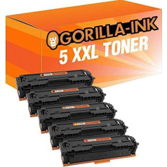 Gorilla-Ink 5 tonera kasetnes XXL priekš HP CF540X-CF543X Color Laserjet Pro M254 DNW M254 DW M254 NW MFP M280 NW MFP M281 FDN MFP M281 FDW MFP M281 FW