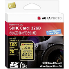 Agfaphoto 10605 32GB Professional SDHC 10. klases UHS-I U3 V30 spraudnis microSDHC